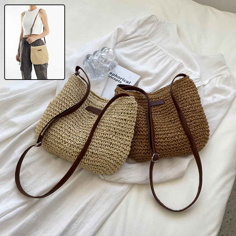 Women's Handwoven Straw Tote Bag | Beach Vacation Handbag | Woven Summer Tote