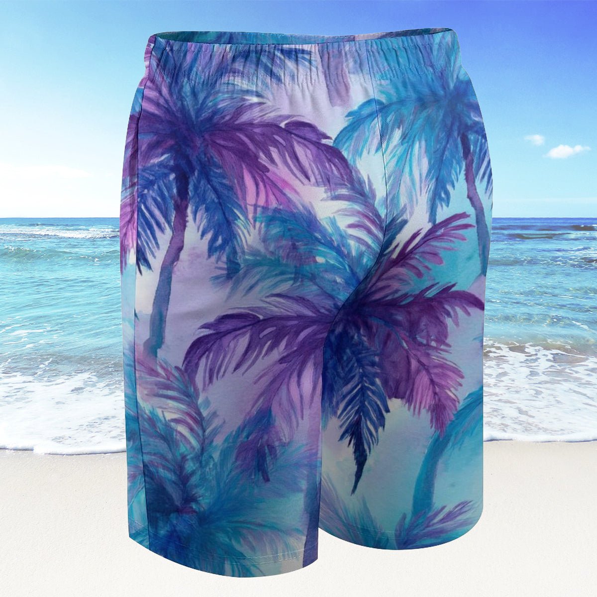 Children's Blue Palm Tree Pattern Board Shorts