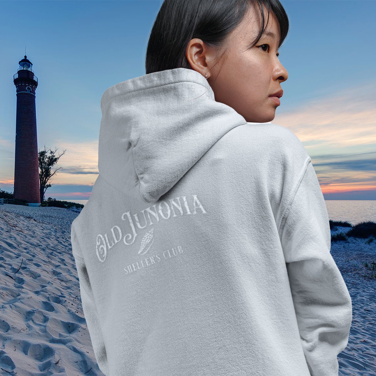 Shelling Clothes | Zip Hoodie Sweatshirt, 'Old Junonia Sheller's Club'