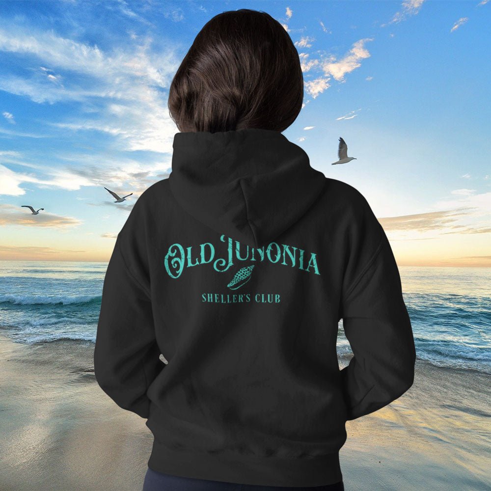 Shelling Clothes | Zip Hoodie Sweatshirt, 'Old Junonia Sheller's Club'