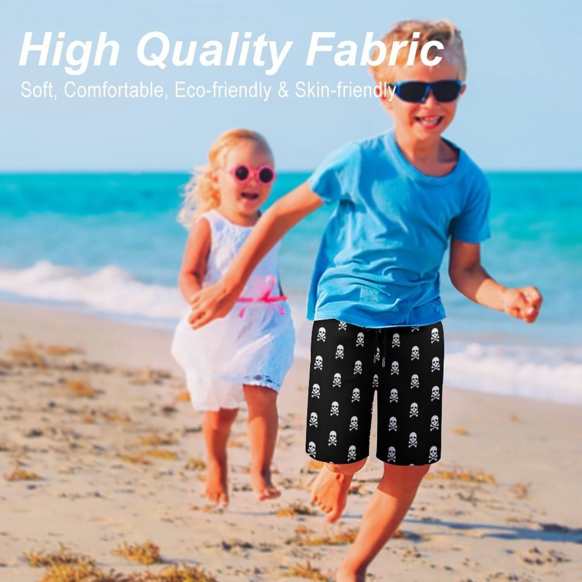 Jolly Roger Pirate Pattern Kids Board Shorts