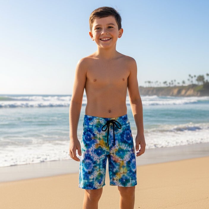 Kids Shibori Tie-Dye Print Beach Shorts