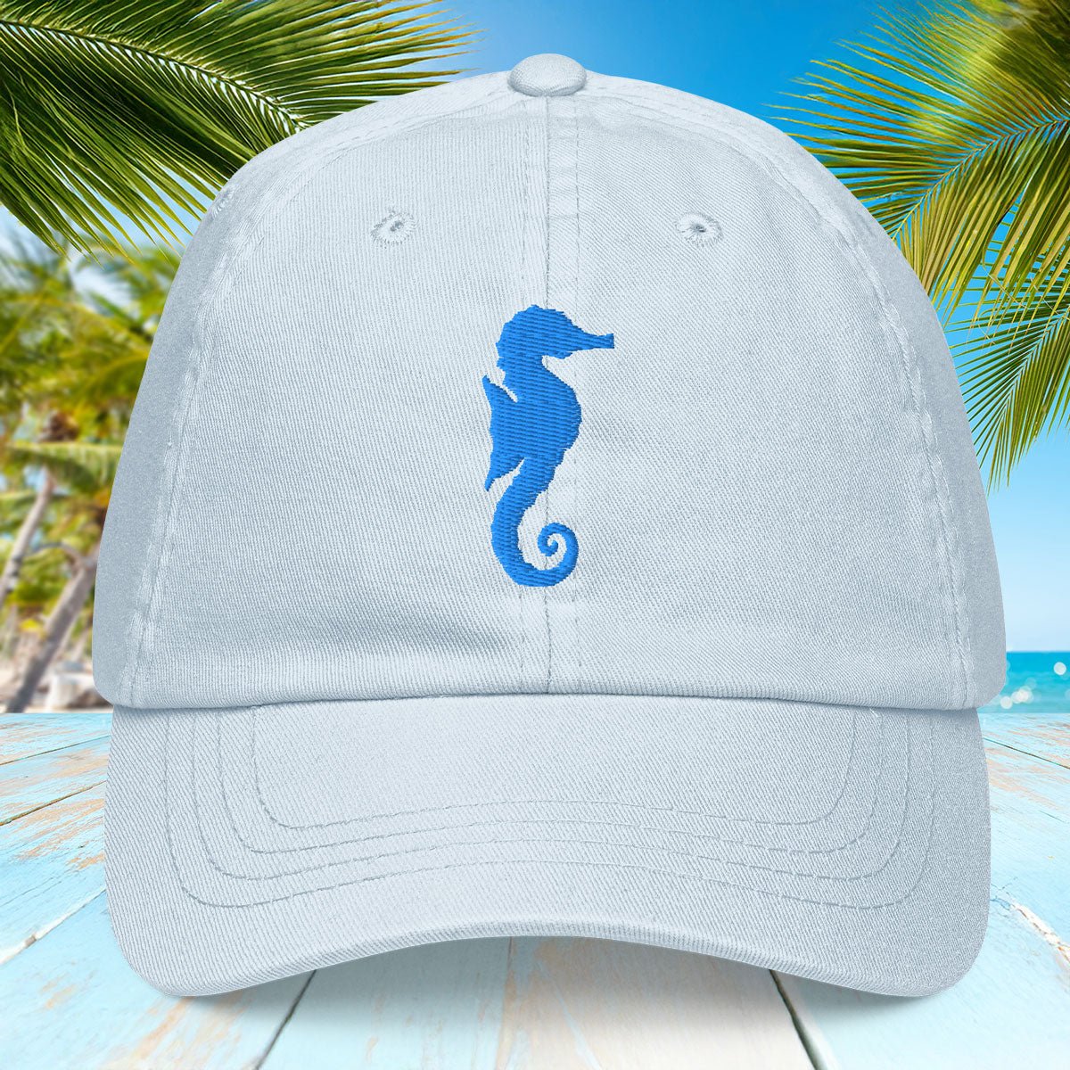 Embroidered Seahorse Pastel baseball hat