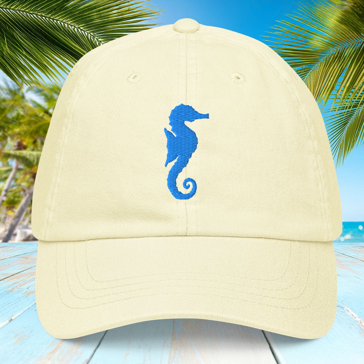 Embroidered Seahorse Pastel baseball hat