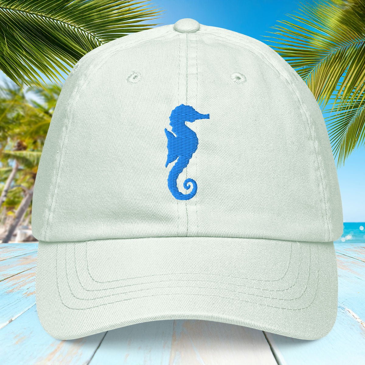 Embroidered Seahorse Pastel baseball hat