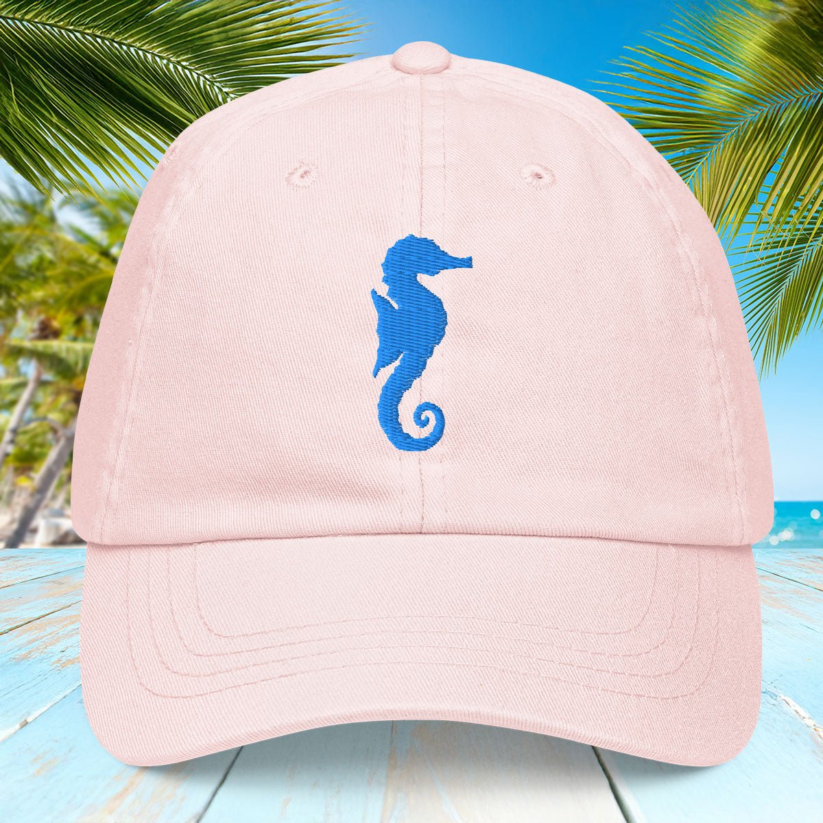 Embroidered Seahorse Pastel baseball hat