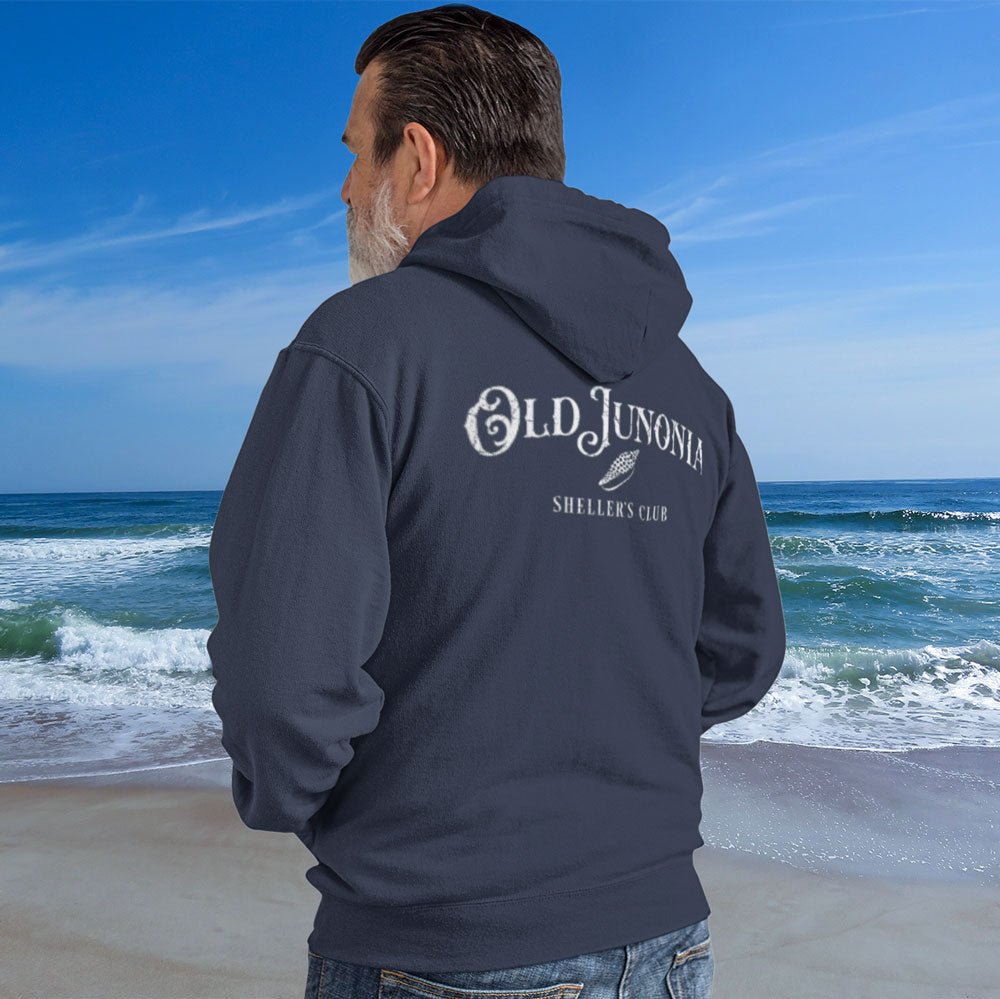 Shelling Clothes | Zip Hoodie Sweatshirt, 'Old Junonia Sheller's Club'