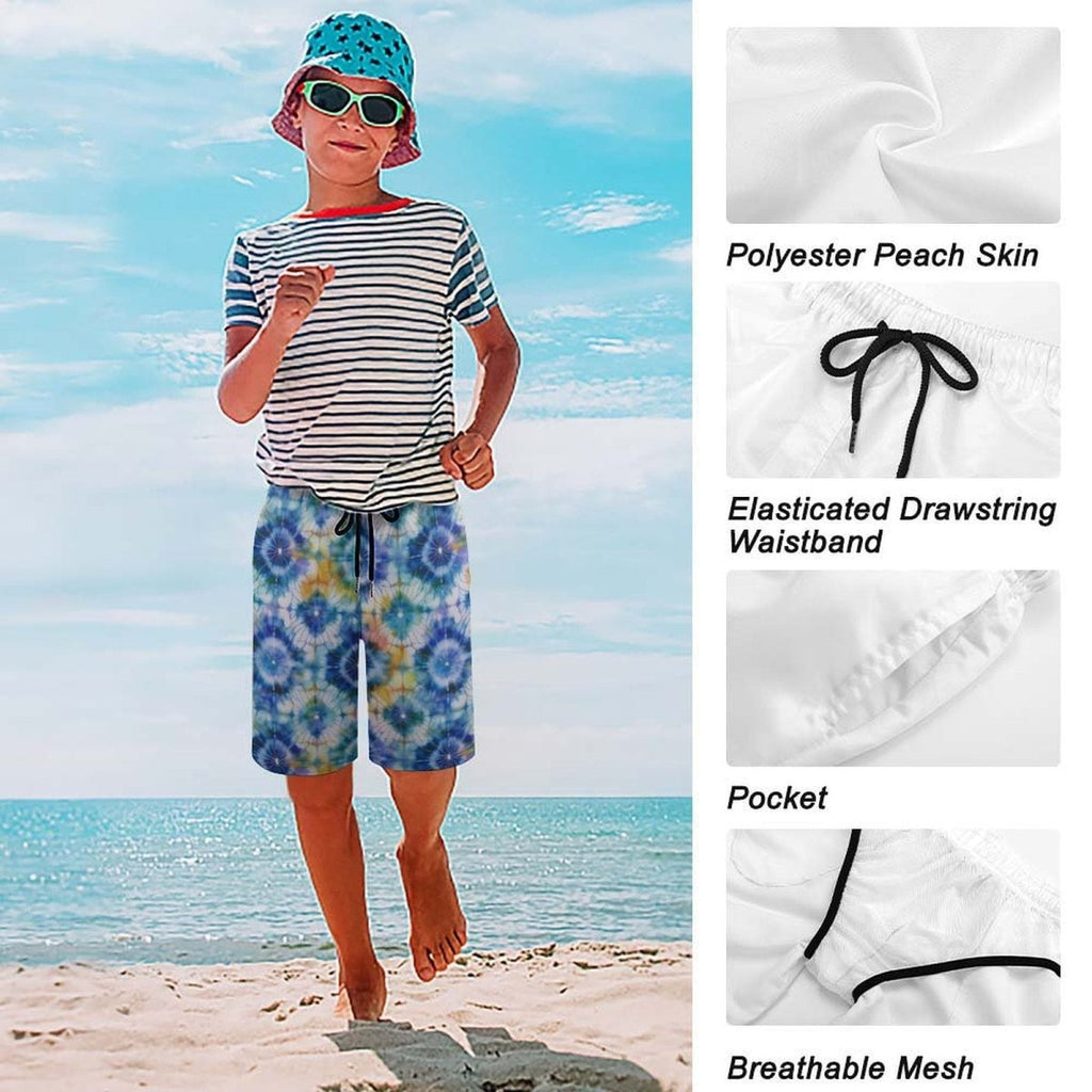Kids Shibori Tie-Dye Print Beach Shorts
