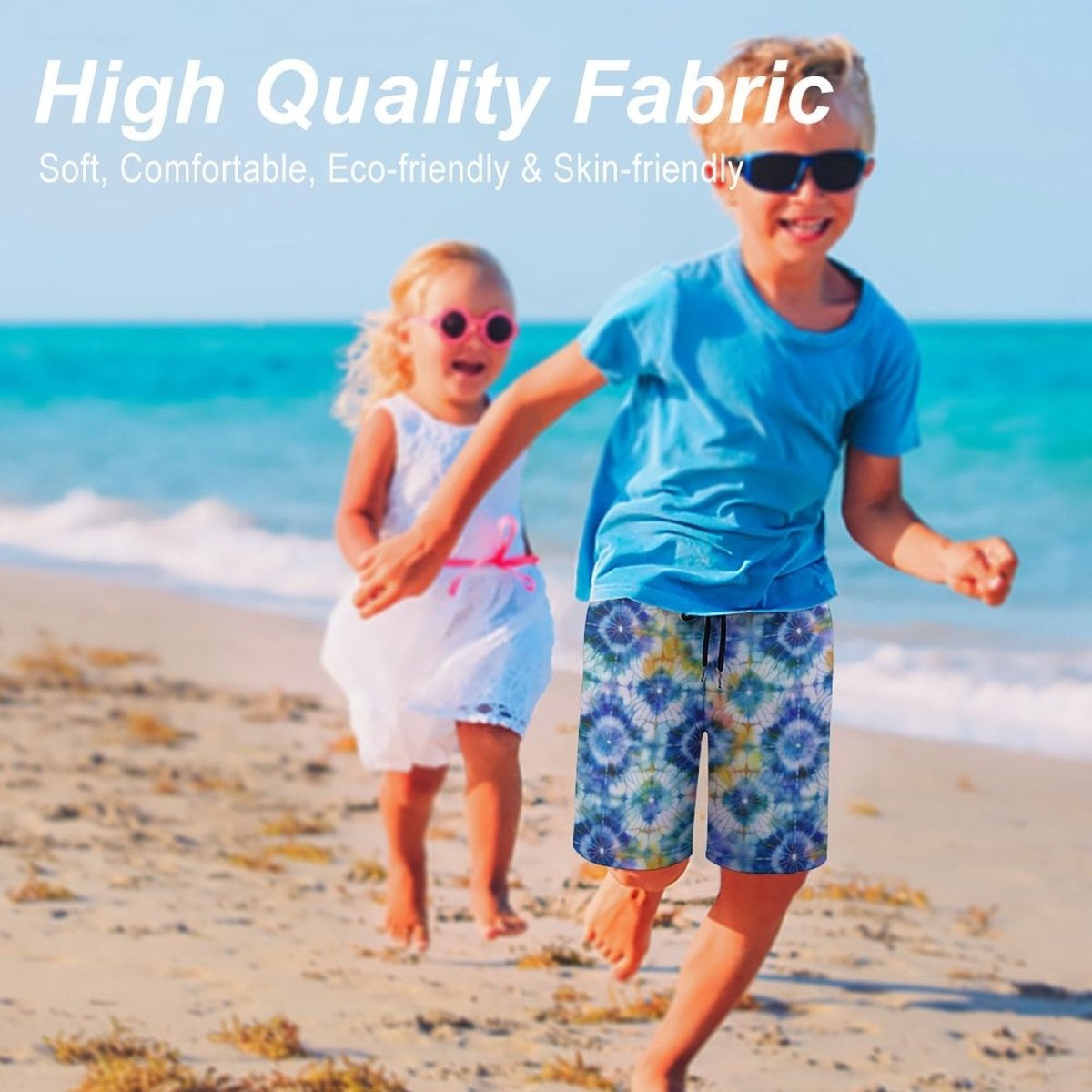 Kids Shibori Tie-Dye Print Beach Shorts