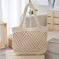 Handwoven Straw Tote Bag | Cotton Rope Beach Bag for Women | Lightweight Summer Tote