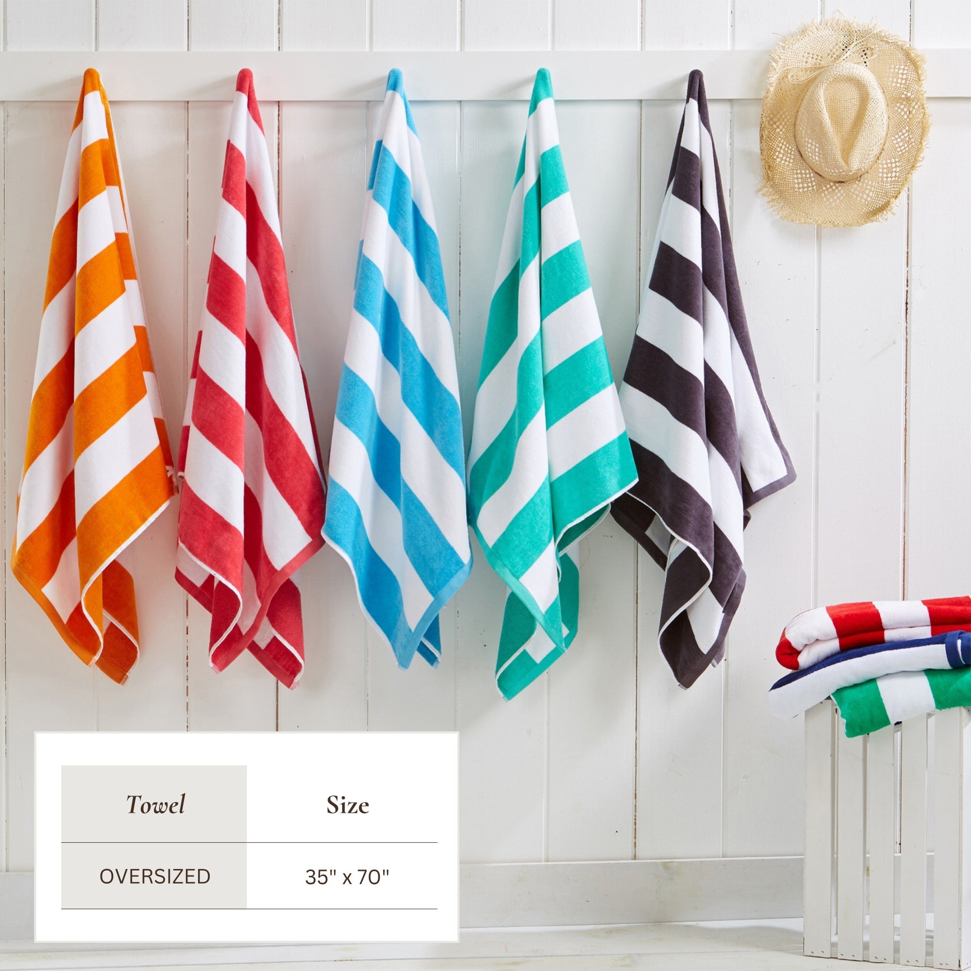 Cotton Velour Cabana Stripe Beach Towel - Novia Collection