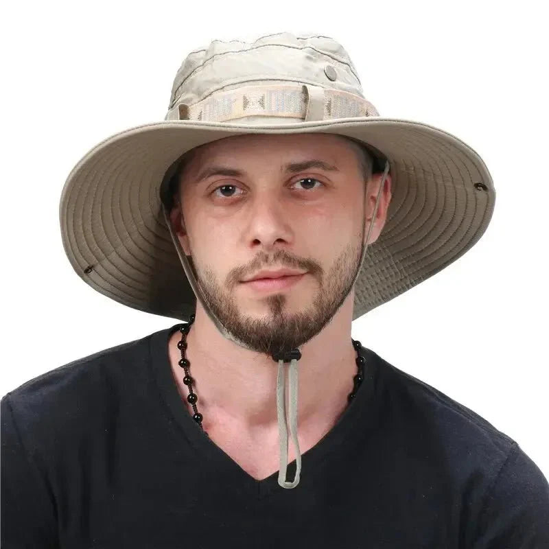 Summer Men Bucket Hat | Outdoor UV Protection Wide Brim Safari Cap