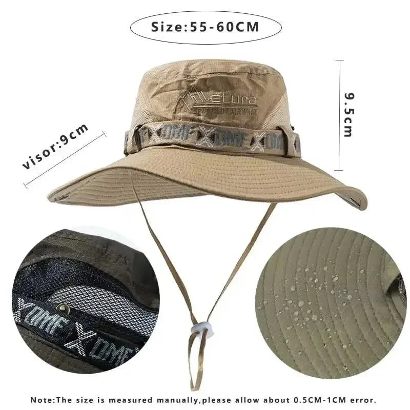 Summer Men Bucket Hat | Outdoor UV Protection Wide Brim Safari Cap